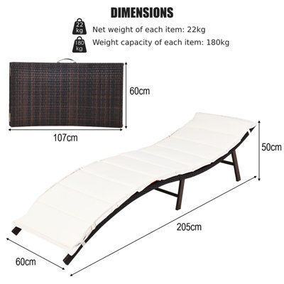 Costway Sun Lounger with Double-sided Cushioned Seat for Garden Lawn Backyard