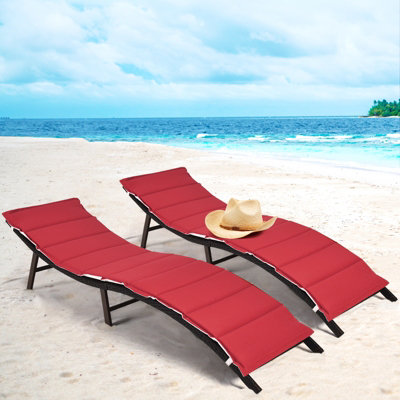 Costway Sun Lounger with Double-sided Cushioned Seat for Garden Lawn Backyard