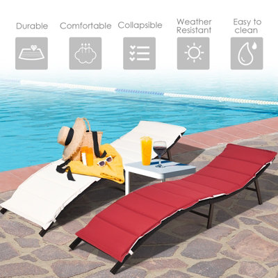 Costway Sun Lounger with Double-sided Cushioned Seat for Garden Lawn Backyard - 4