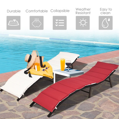 Costway Sun Lounger with Double-sided Cushioned Seat for Garden Lawn Backyard