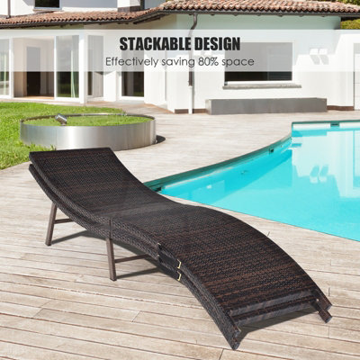 Costway Sun Lounger with Double-sided Cushioned Seat for Garden Lawn Backyard - 5