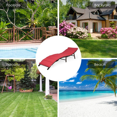 Costway Sun Lounger with Double-sided Cushioned Seat for Garden Lawn Backyard - 6