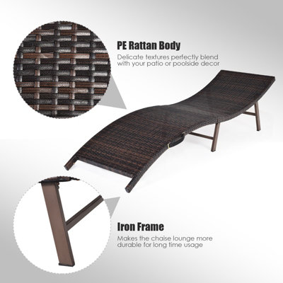Costway Sun Lounger with Double-sided Cushioned Seat for Garden Lawn Backyard - 7