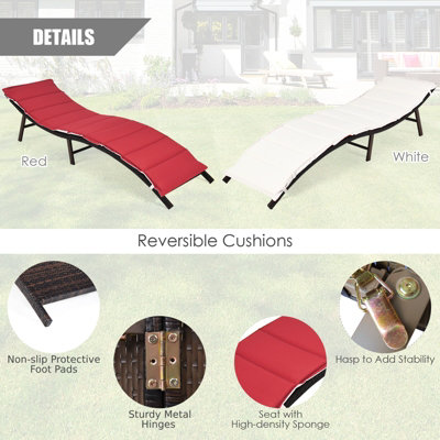 Costway Sun Lounger with Double-sided Cushioned Seat for Garden Lawn Backyard - 9