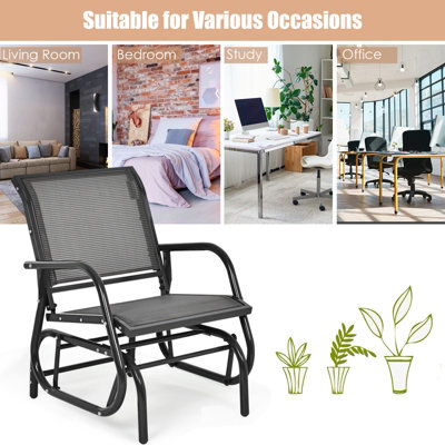 Costway Swing Glider Chair Outdoor Single Rocking Chair Patio Chair Garden - 8