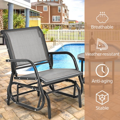 Costway Swing Glider Chair Outdoor Single Rocking Chair Patio Chair Garden - 9