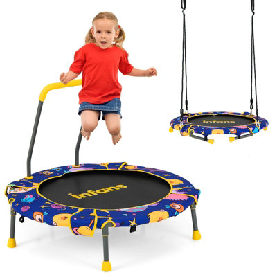 Swing set with hot sale trampoline and saucer