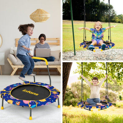 Swing set with trampoline cheap and saucer