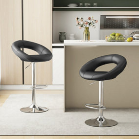 Costway Swivel Bar Stool Set of 2 Height Adjustable PU Leather Counter Stools