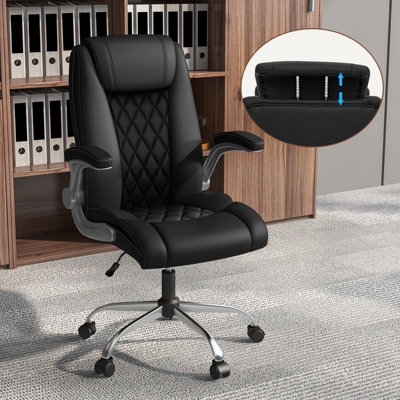 COSTWAY Swivel PU Leather Office Chair with Adjustable Height