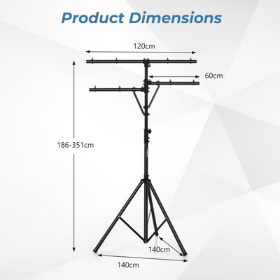 Costway T-Bar Lighting Stand Mobile Metal Photography Lights Stand with 8 Hanging Points