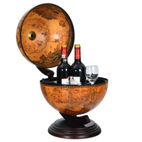 Costway Tabletop Globe Bar Cabinet Storage w/Nautical Chart Wood Wine Stand