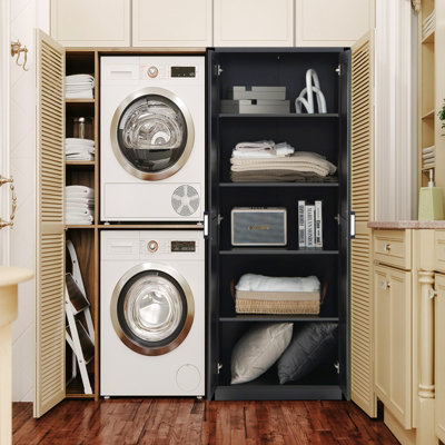 Costway Tall Bathroom Cabinet Freestanding 2-Door w/Shelves  Kitchen Bedroom Laundry