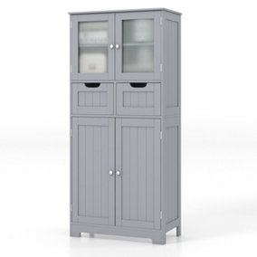 Costway Tall Bathroom Storage Cabinet Freestanding Floor Cabinet w/ 2 Drawers