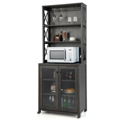 Kitchen pantry cabinet with deals glass doors