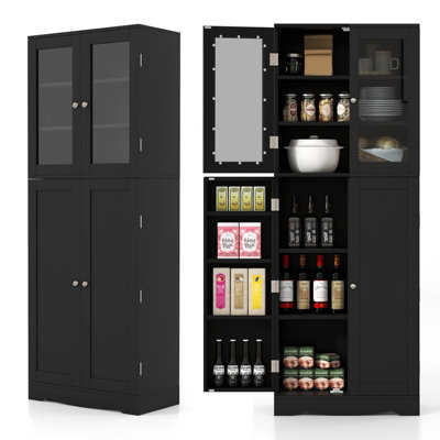 Black pantry clearance cabinet with doors