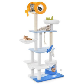 Costway Tall Large Cat Tree Tower Multi-level Cat Activity Center w/ Spring Ball