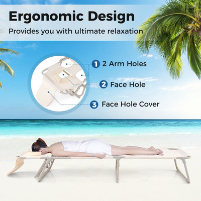 Costway Tanning Chair Folding Beach Lounger Outdoor Patio Chaise Lounge Chair - 5