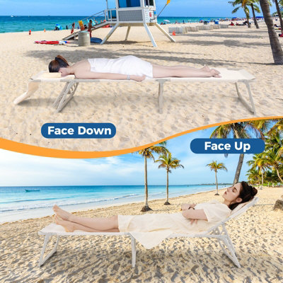 Costway Tanning Chair Folding Beach Lounger Outdoor Patio Chaise Lounge Chair - 6