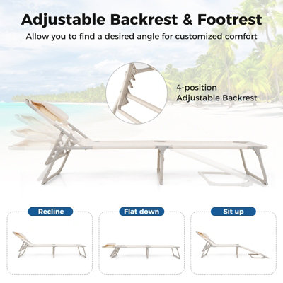 Costway Tanning Chair Folding Beach Lounger Outdoor Patio Chaise Lounge Chair - 7