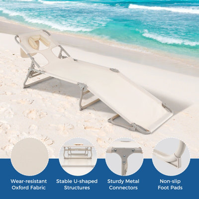 Costway Tanning Chair Folding Beach Lounger Outdoor Patio Chaise Lounge Chair - 9
