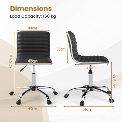 Costway Task Chair Adjustable Office Chair w/ Swivel Seat & Wheels-Black