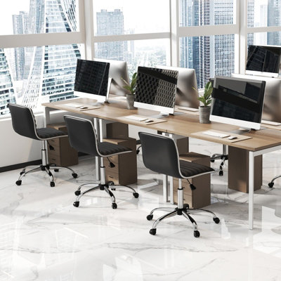 Costway Task Chair Adjustable Office Chair w/ Swivel Seat & Wheels-Black