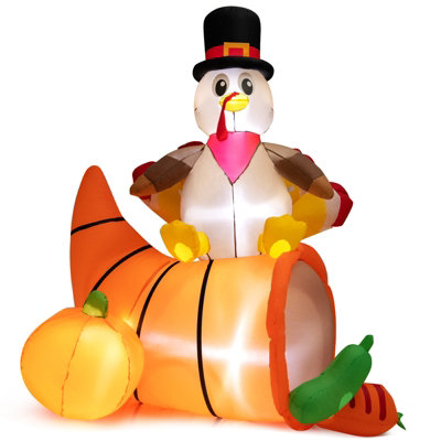 Costway Thanksgiving Inflatable Turkey on Cornucopia Blow-up Turkey w ...
