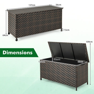 Costway Tightly-Woven Rattan Deck Box Outdoor Storage Cabinet Container
