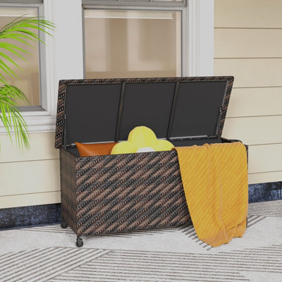 Costway Tightly-Woven Rattan Deck Box Outdoor Storage Cabinet Container - 3