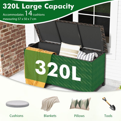 Costway Tightly-Woven Rattan Deck Box Outdoor Storage Cabinet Container - 4