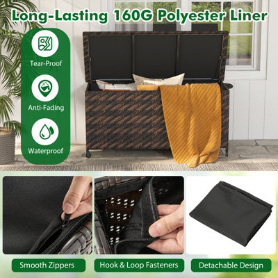 Costway Tightly-Woven Rattan Deck Box Outdoor Storage Cabinet Container - 6