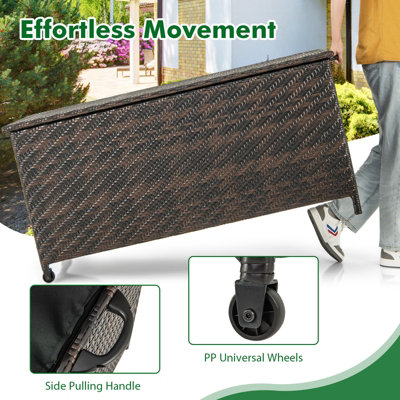 Costway Tightly-Woven Rattan Deck Box Outdoor Storage Cabinet Container - 7