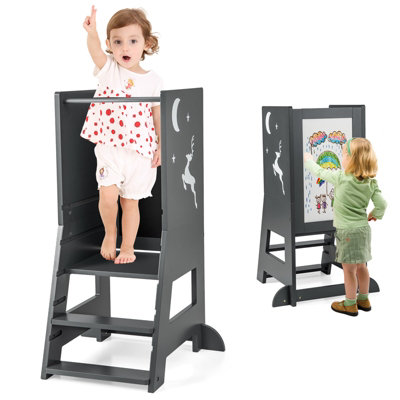 Costway Toddler Kitchen Stool Helper Bathroomd Ajustable Baby Standing Tower