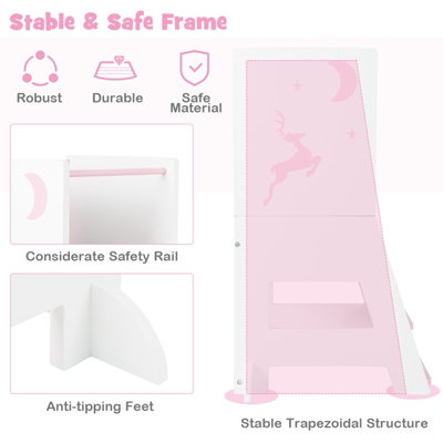 Costway Toddler Kitchen Stool Helper Bathroomd Ajustable Baby Standing Tower - 6