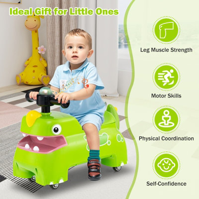 COSTWAY Toddler Ride on Toy Sit to Stand Riding Racer W/ Seat Storage Green