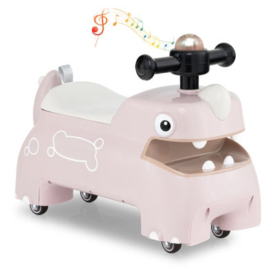 COSTWAY Toddler Ride on Toy Sit to Stand Riding Racer W/ Seat Storage Pink