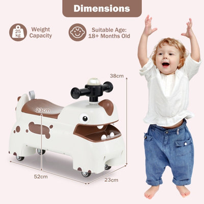 COSTWAY Toddler Ride on Toy Sit to Stand Riding Racer W/ Seat Storage White