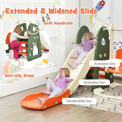 Costway Toddler Slide and Swing Set 6 in 1 Kids Climber Basketball Football Golf Playset - 5