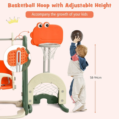 Costway Toddler Slide and Swing Set 6 in 1 Kids Climber Basketball Football Golf Playset - 6