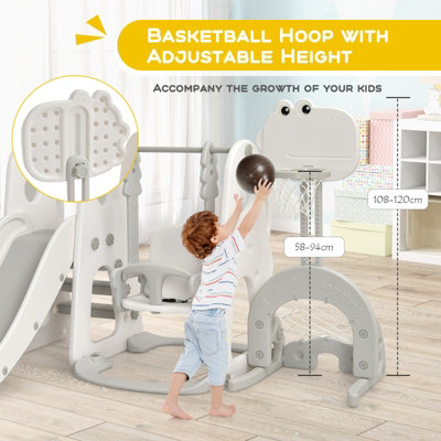 Costway Toddler Slide and Swing Set Indoor Kids Climber Basketball Football Golf Playset - 6