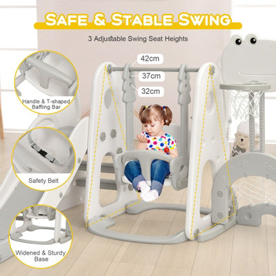 Costway Toddler Slide and Swing Set Indoor Kids Climber Basketball Football Golf Playset - 7