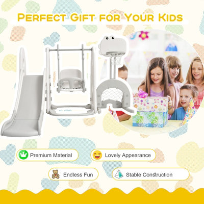 Costway Toddler Slide and Swing Set Indoor Kids Climber Basketball Football Golf Playset - 9