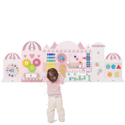 COSTWAY Toddlers Activity Wall Busy Board Panels Montessori Wooden ...