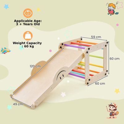 Costway Toddlers Montessori Climbing Set Foldable Wooden DIY Climbing Ladder