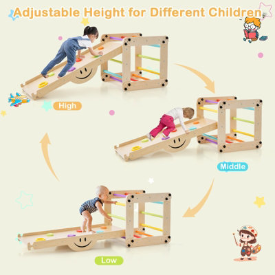 Costway Toddlers Montessori Climbing Set Foldable Wooden DIY Climbing Ladder - 4