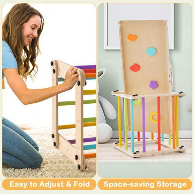 Costway Toddlers Montessori Climbing Set Foldable Wooden DIY Climbing Ladder - 7