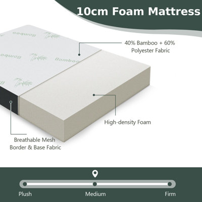 Costway Tri Folding Foam Mattress Portable Floor Foam Mattress Topper w/ Bamboo Fiber