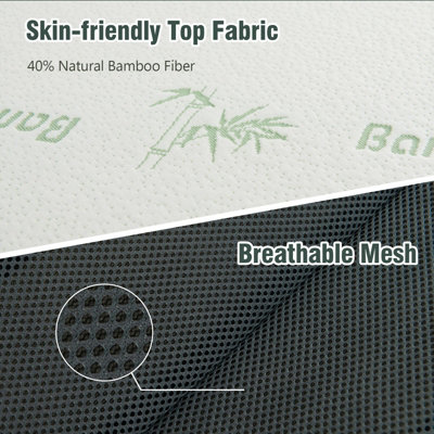 Costway Tri Folding Foam Mattress Portable Floor Foam Mattress Topper w/ Bamboo Fiber