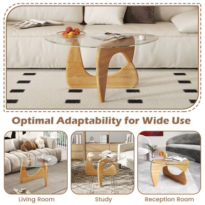 COSTWAY Triangle Coffee Table Modern Center Table with Tempered Glass ...